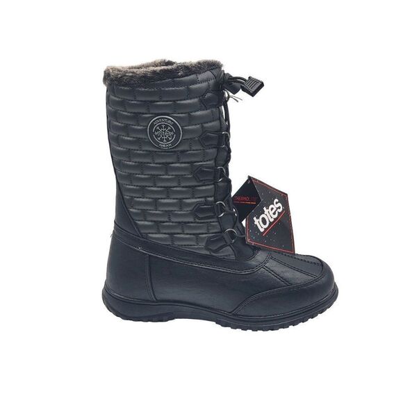 Totes Womens Ember Black Winter Boots Faux Fur Lining Size 8M - Picture 1 of 7